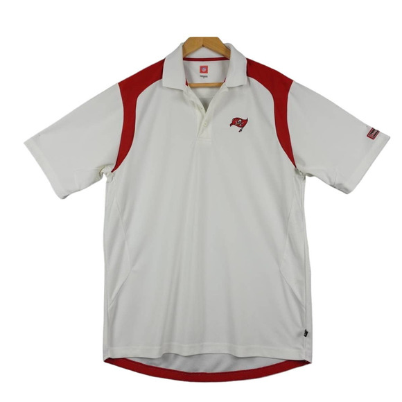 Tampa Bay Buccaneers NFL Men's Polo Size Medium White Football Golf Active - Picture 1 of 11